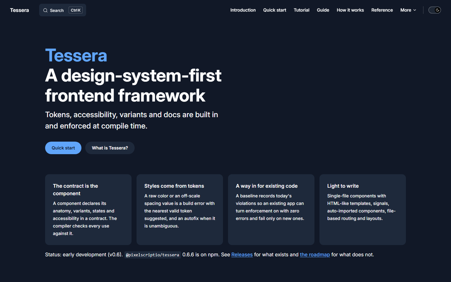 Tessera generated documentation site